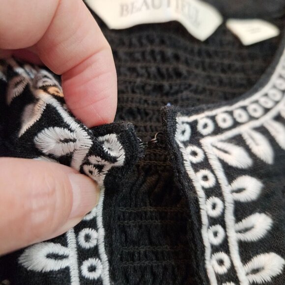 Beautiful By Lawrence Zarian 4X B & W Embroidered Boho Cardigan Jacket Linen - Picture 6 of 12